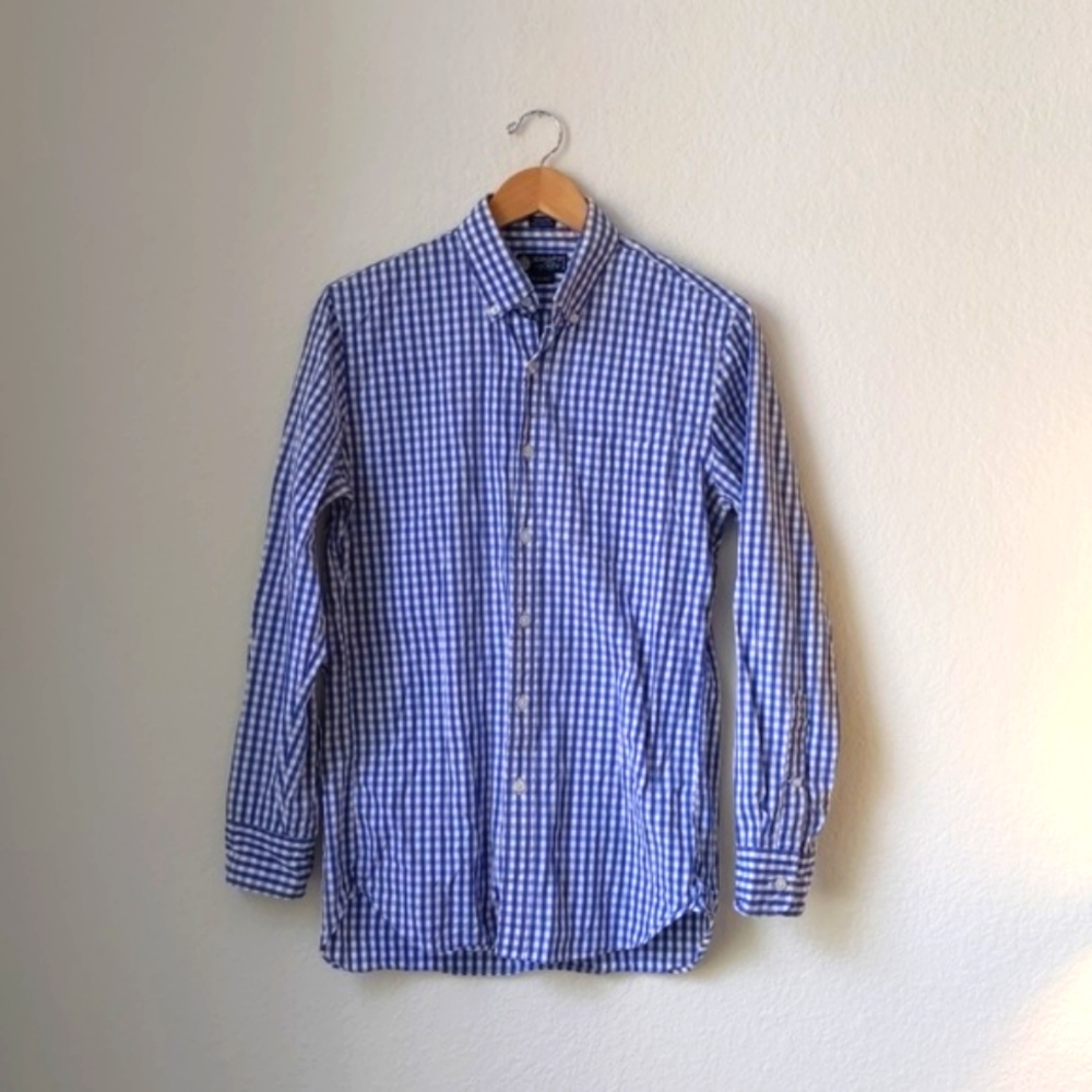 J.crew blue gingham haberdashery button down small J.crew